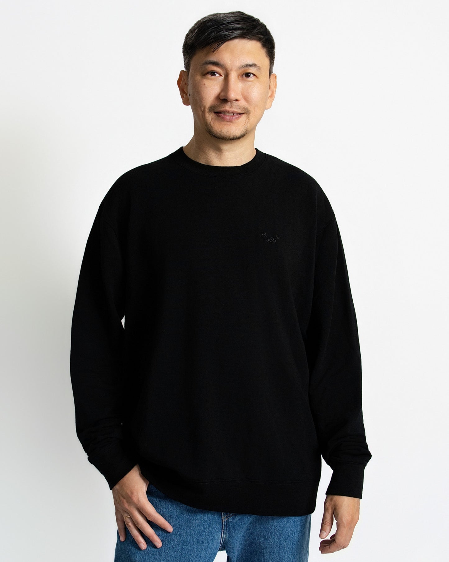 Men's Crew Sweatshirt - 100% Merino Wool, Black