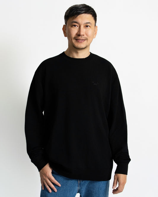 Men's Crew Sweatshirt - 100% Merino Wool, Black