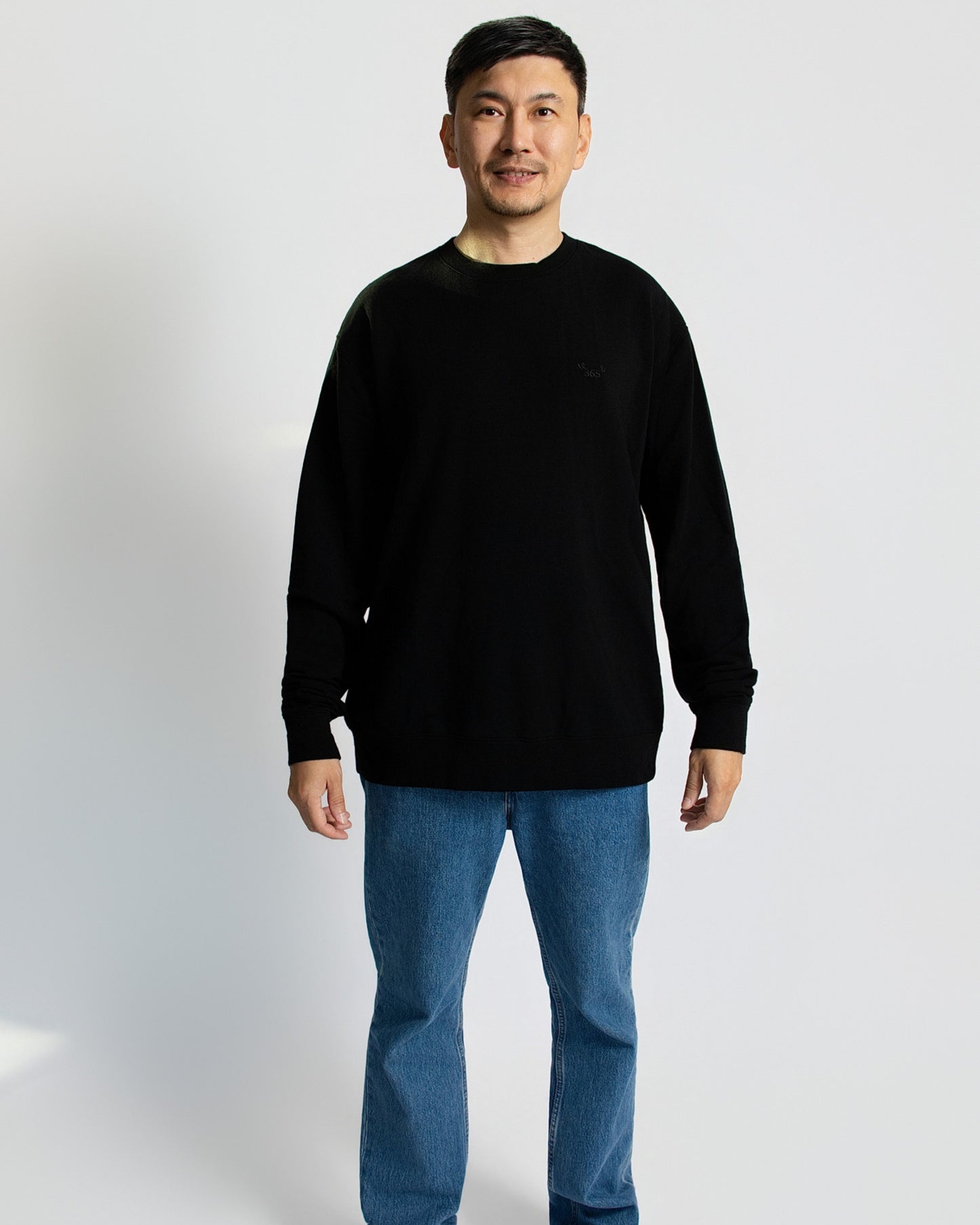 Men's Crew Sweatshirt - 100% Merino Wool, Black