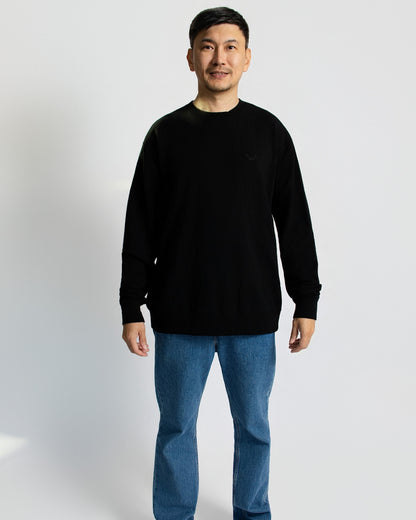 Men's Crew Sweatshirt - 100% Merino Wool, Black