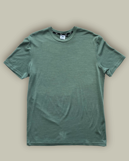 Men's Crew Short Sleeve T-shirt - 100% Merino Wool, Fern Green