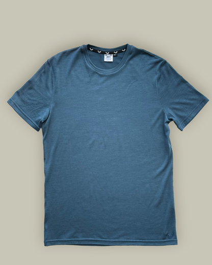 Men's Crew Short Sleeve T-shirt - 100% Merino Wool, Orion Blue
