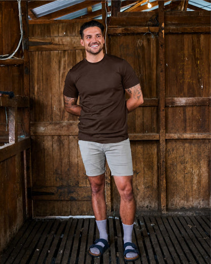 Men's Crew Short Sleeve T-shirt - 100% Merino Wool, Espresso [PREORDER]