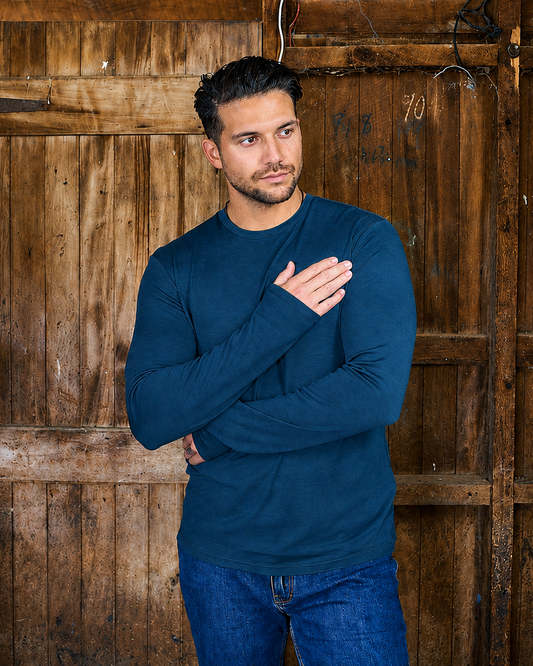 Men's OG Long Sleeve - 100% Merino Wool, Orion Blue