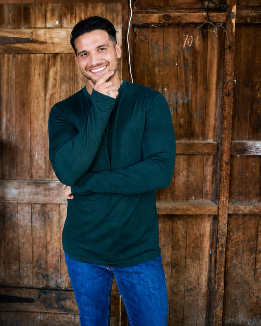 Men's OG Long Sleeve - 100% Merino Wool, Pine Green