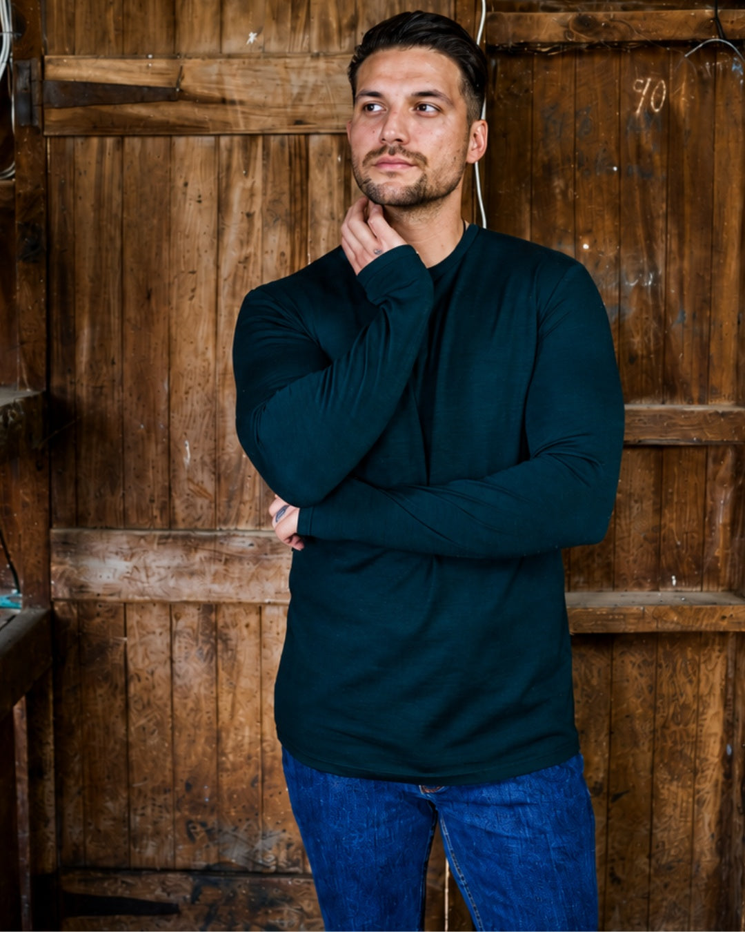 Men's OG Long Sleeve - 100% Merino Wool, Pine Green