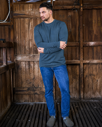 Men's Standard Long Sleeve - 100% Merino Wool, Orion Blue