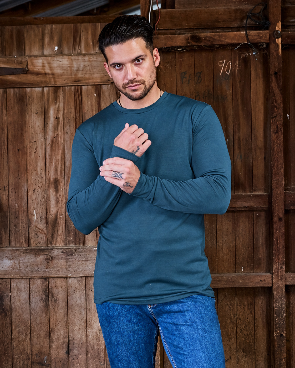 Men's Standard Long Sleeve - 100% Merino Wool, Orion Blue