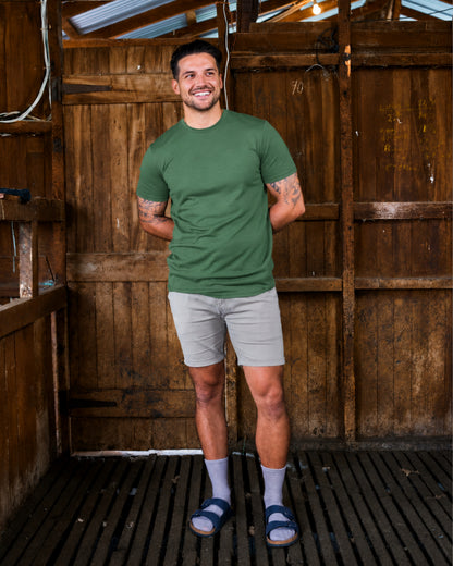 Men's Crew Short Sleeve T-shirt - 100% Merino Wool, Comfrey