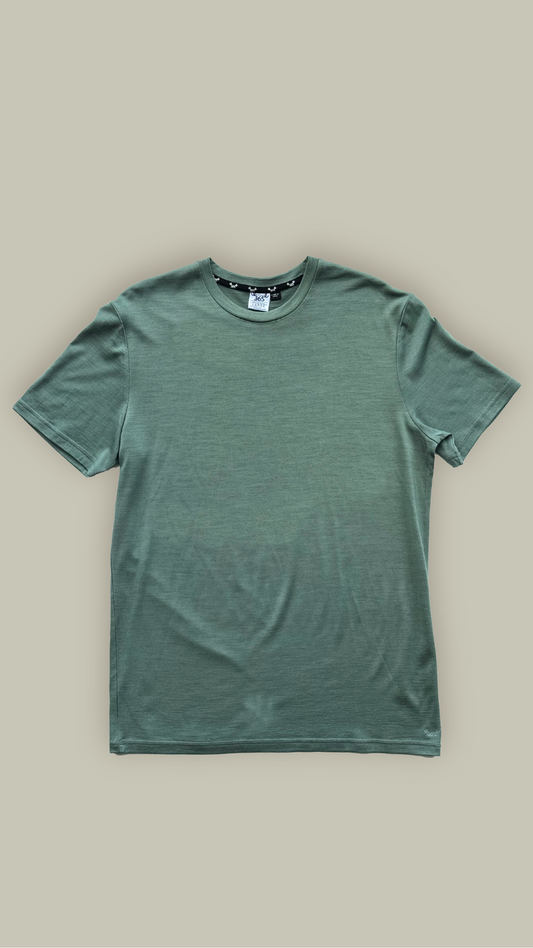 Men's Crew Short Sleeve T-shirt - 100% Merino Wool, Fern Green