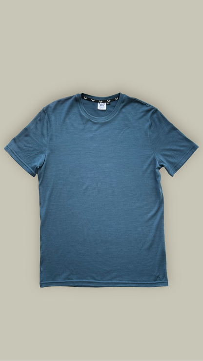 Men's Crew Short Sleeve T-shirt - 100% Merino Wool, Orion Blue