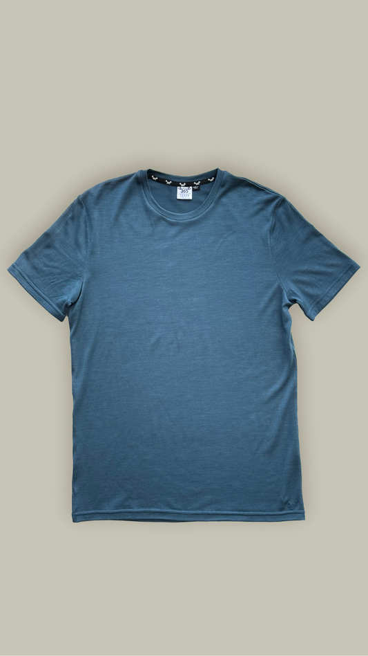 Men's Crew Short Sleeve T-shirt - 100% Merino Wool, Orion Blue