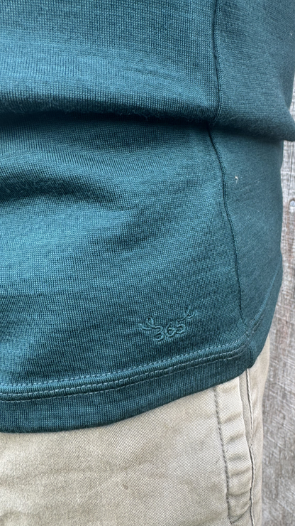 Men's Crew Short Sleeve T-shirt - 100% Merino Wool, Pine Green
