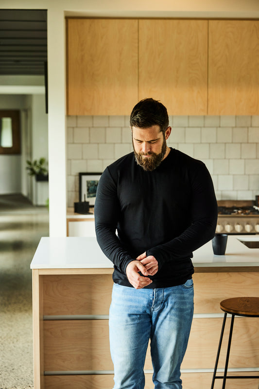 Men's Midweight OG Long Sleeve - 100% Merino Wool, Black