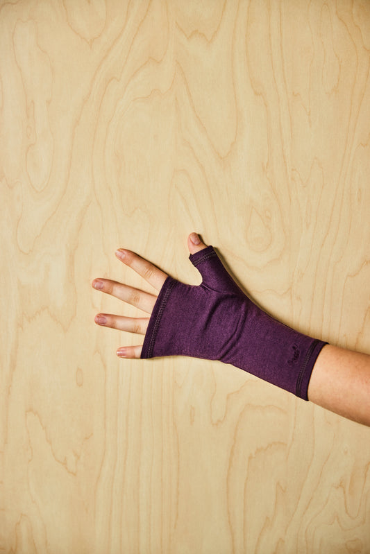 Women's Fingerless Gloves - 100% Merino Wool, Violet Smoke