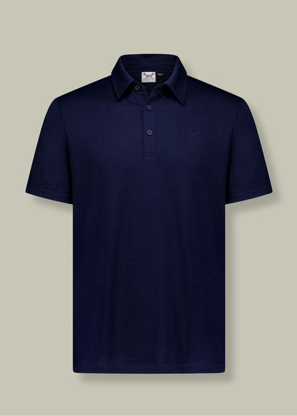 Men's Polo - 100% Merino Wool, Midnight Marle