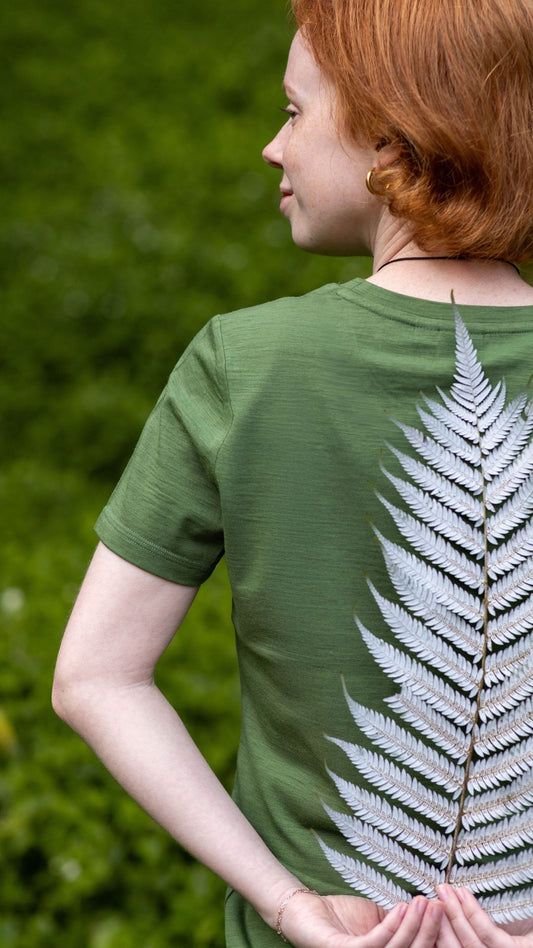Women's Crew T-Shirt - Merino Blend 180gsm, Moss Green