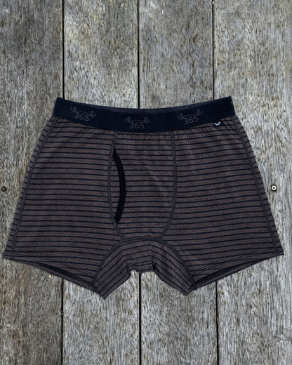 Men's Boxer Brief - 100% Merino Wool, Navy Stripe