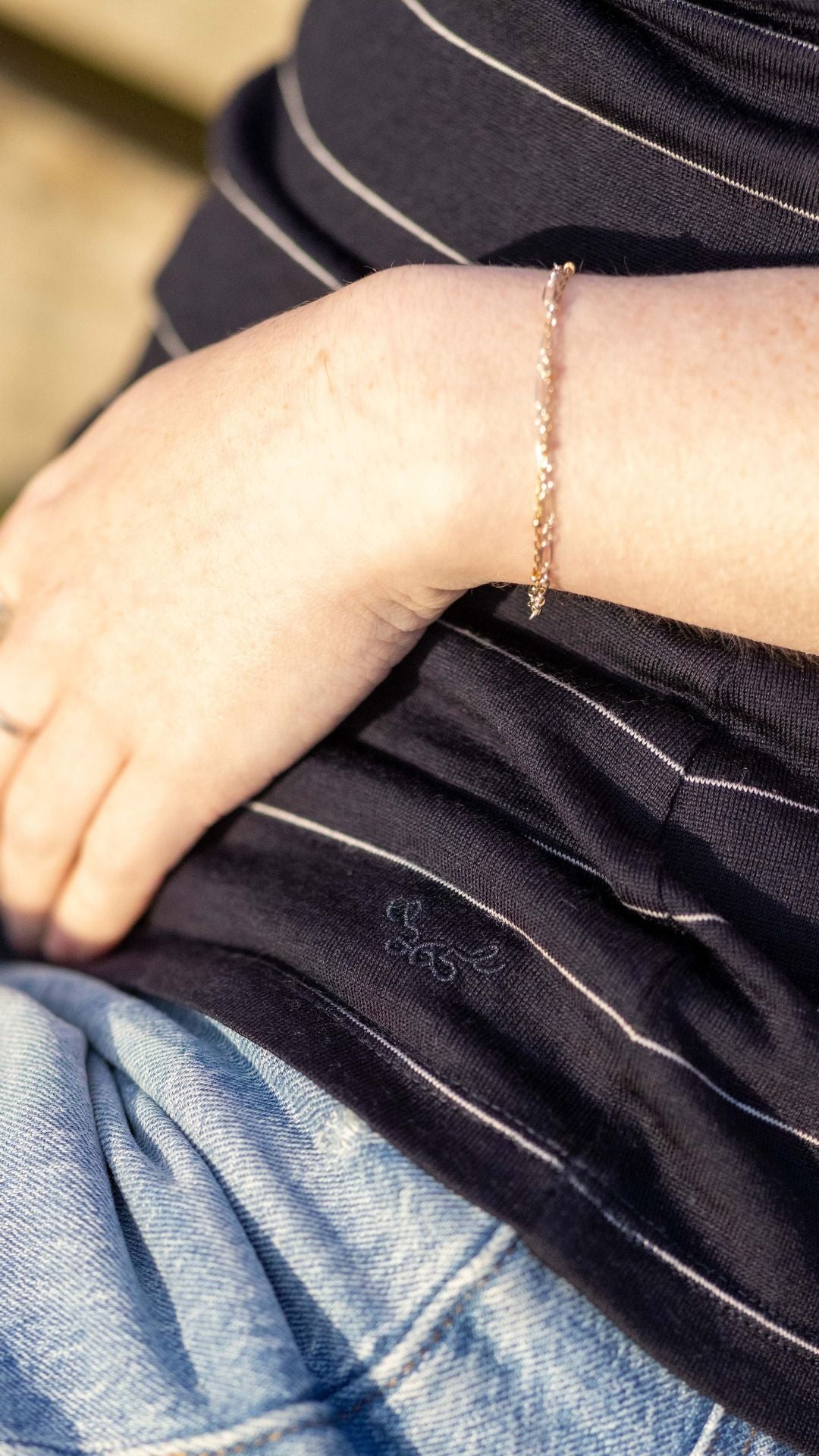 Women's Scoop Neck Tank Top - 100% Merino Wool, Navy Stripe