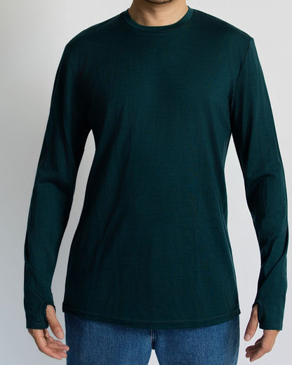 Men's OG Long Sleeve - 100% Merino Wool, Pine Green