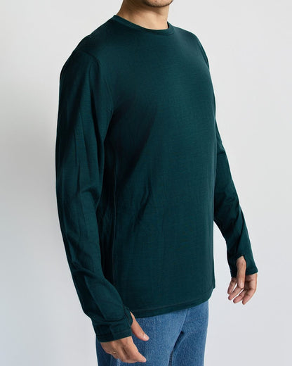 Men's OG Long Sleeve - 100% Merino Wool, Pine Green