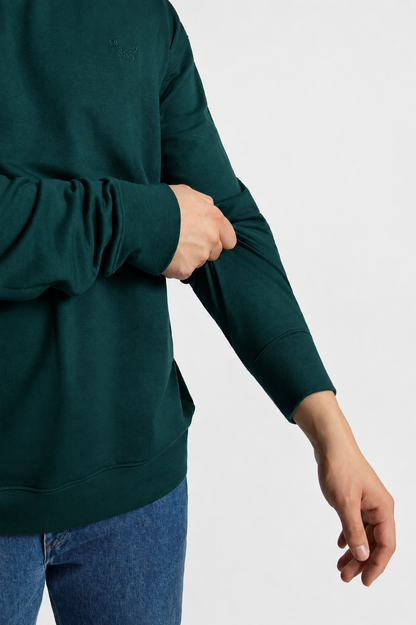 Men's Crew Sweatshirt - 100% Merino Wool, Pine Green