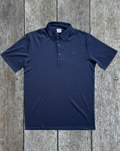 Men's Polo - 100% Merino Wool, Midnight Marle