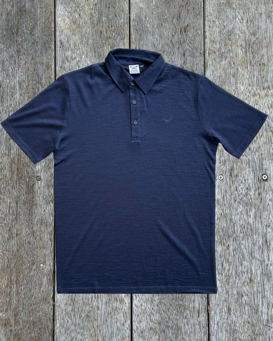 Men's Polo - 100% Merino Wool, Midnight Marle