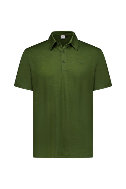 Men's Polo - 100% Merino Wool, Khaki Green