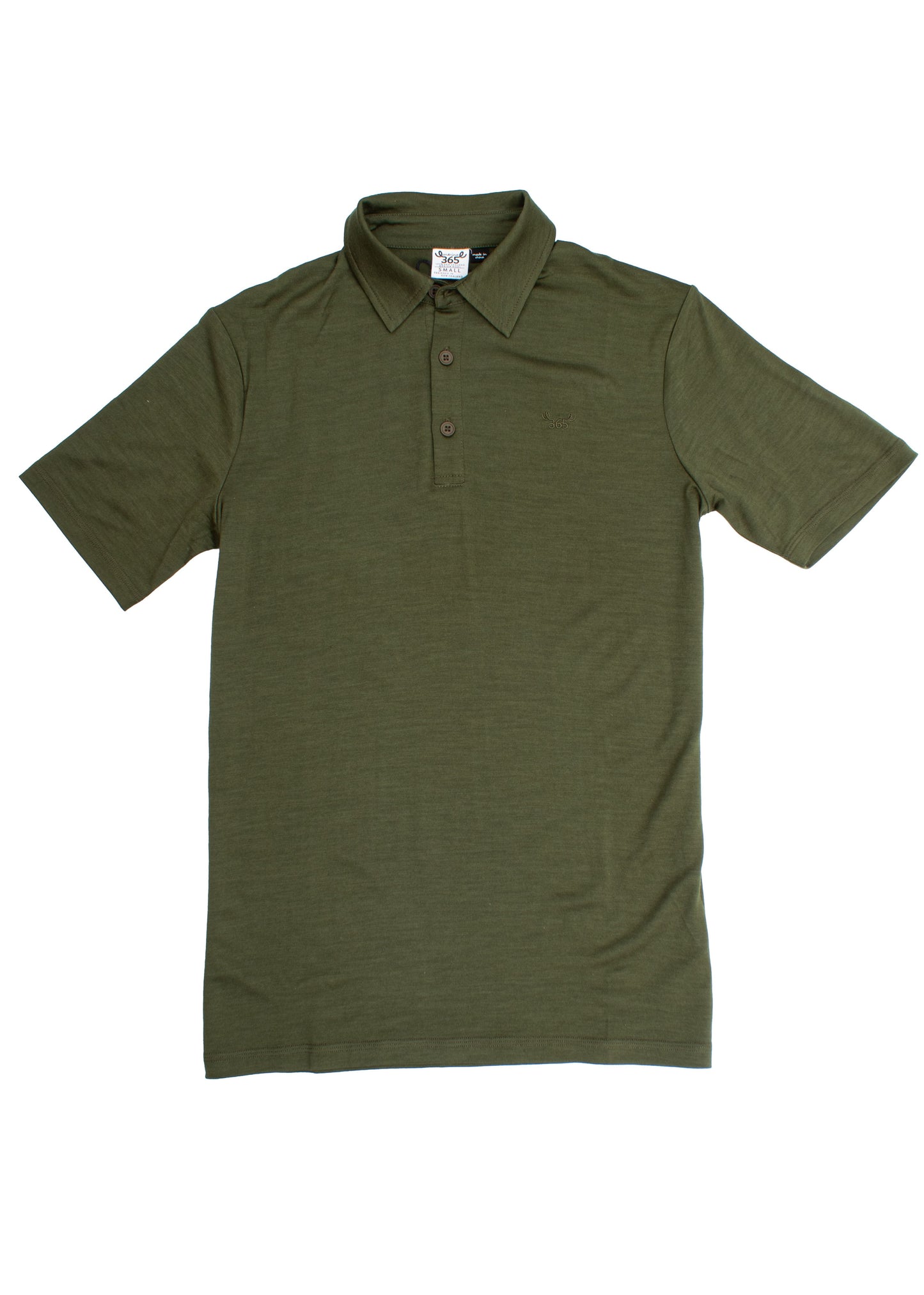 Men's Polo - 100% Merino Wool, Khaki Green