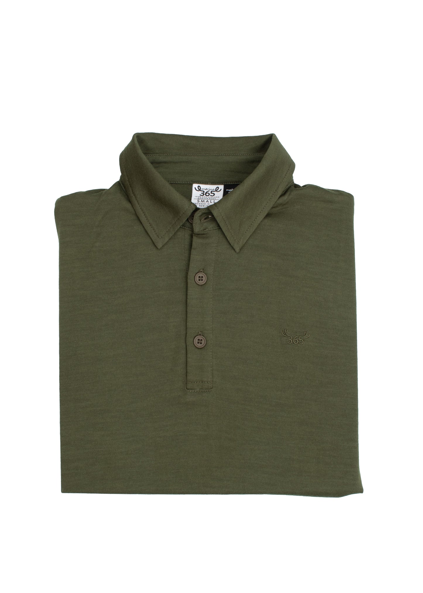 Men's Polo - 100% Merino Wool, Khaki Green