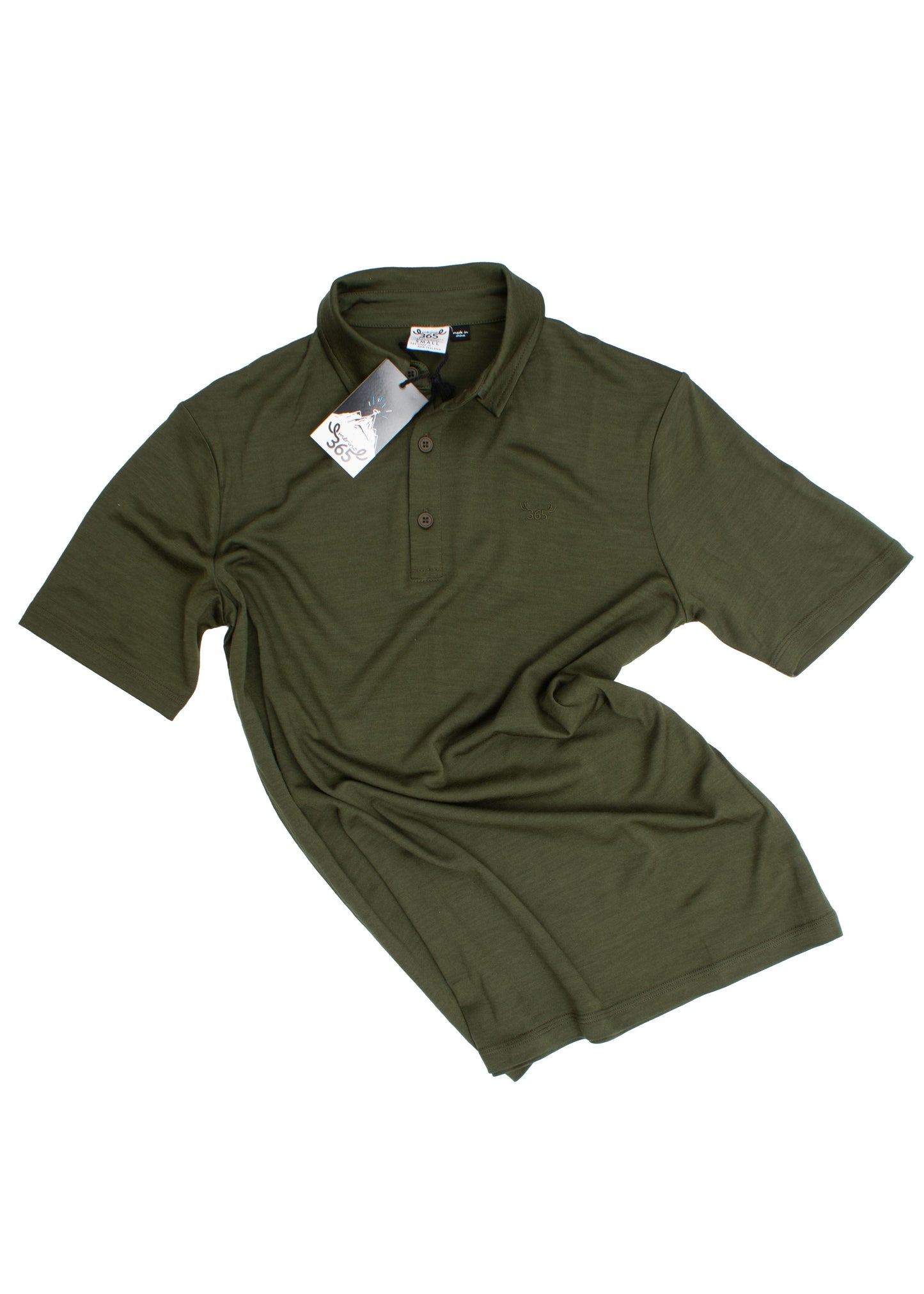 Men's Polo - 100% Merino Wool, Khaki Green