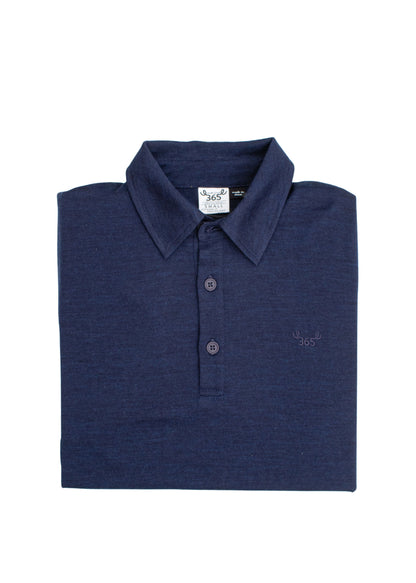 Men's Polo - 100% Merino Wool, Midnight Marle