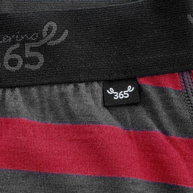 Men's Boxer Brief - 100% Merino Wool, Red Charcoal Stripe