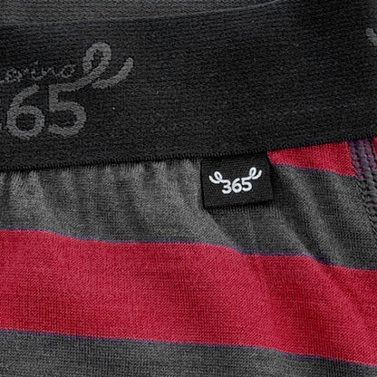 Men's Boxer Brief - 100% Merino Wool, Red Charcoal Stripe