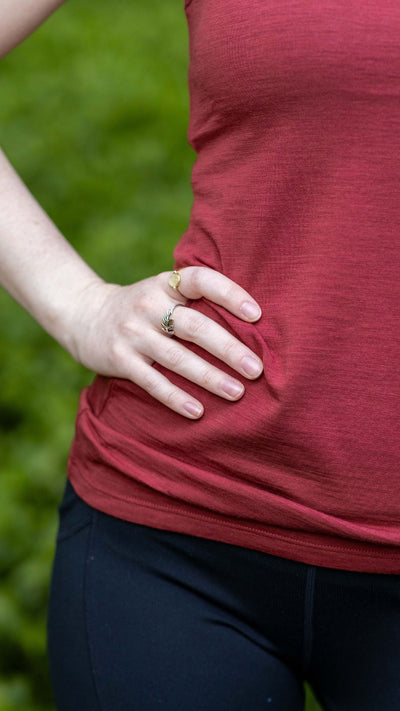 Women's Scoop Neck Tank Top - Merino Blend 180gsm, Brick