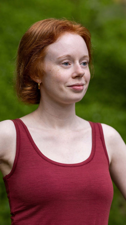 Women's Scoop Neck Tank Top - Merino Blend 180gsm, Brick