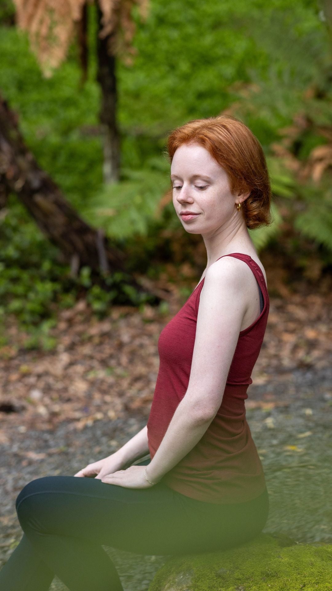 Women's Scoop Neck Tank Top - Merino Blend 180gsm, Brick