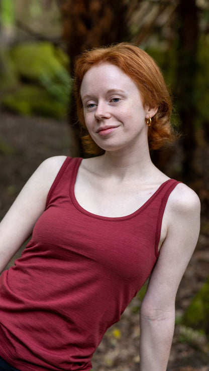 Women's Scoop Neck Tank Top - Merino Blend 180gsm, Brick