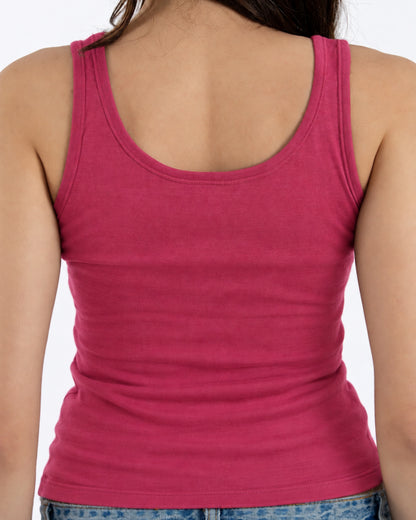 Women's Scoop Neck Tank Top - 100% Merino Wool, Hibiscus