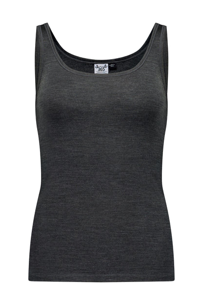 Women's Scoop Neck Tank Top - 100 Merino Wool, Slate Grey