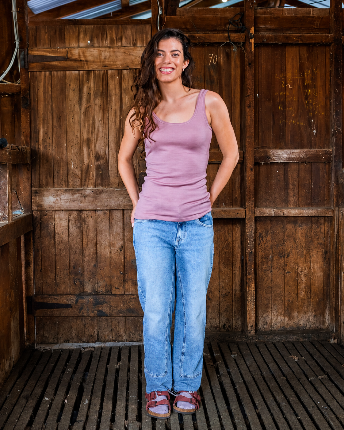 Women's Scoop Neck Tank Top - 100% Merino Wool — Rose
