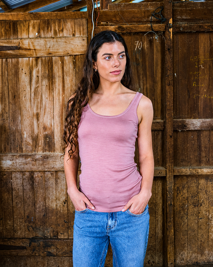 Women's Scoop Neck Tank Top - 100% Merino Wool — Rose
