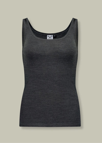 Women's Scoop Neck Tank Top - 100% Merino Wool, Slate Grey