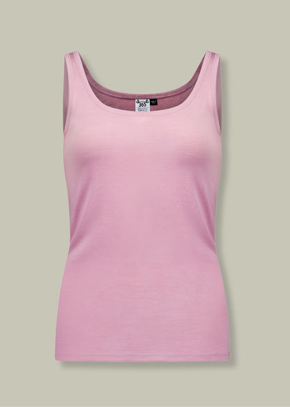 Women's Scoop Neck Tank Top - 100% Merino Wool, Thistle Pink