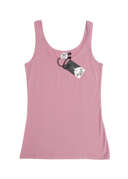 Women's Scoop Neck Tank Top - 100% Merino Wool, Thistle Pink