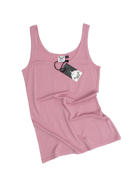 Women's Scoop Neck Tank Top - 100% Merino Wool, Thistle Pink