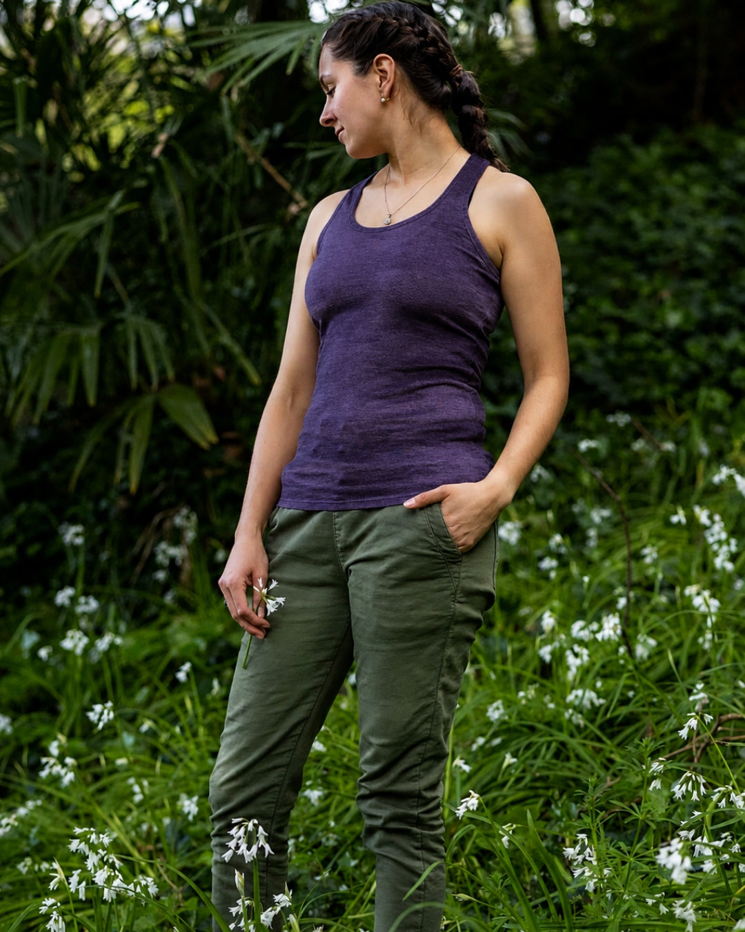 Women's Racerback Tank Top - 100% Merino Wool, Violet Smoke