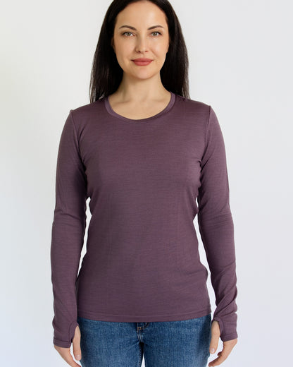 Women's OG Long Sleeve - 100% Merino Wool, Plum