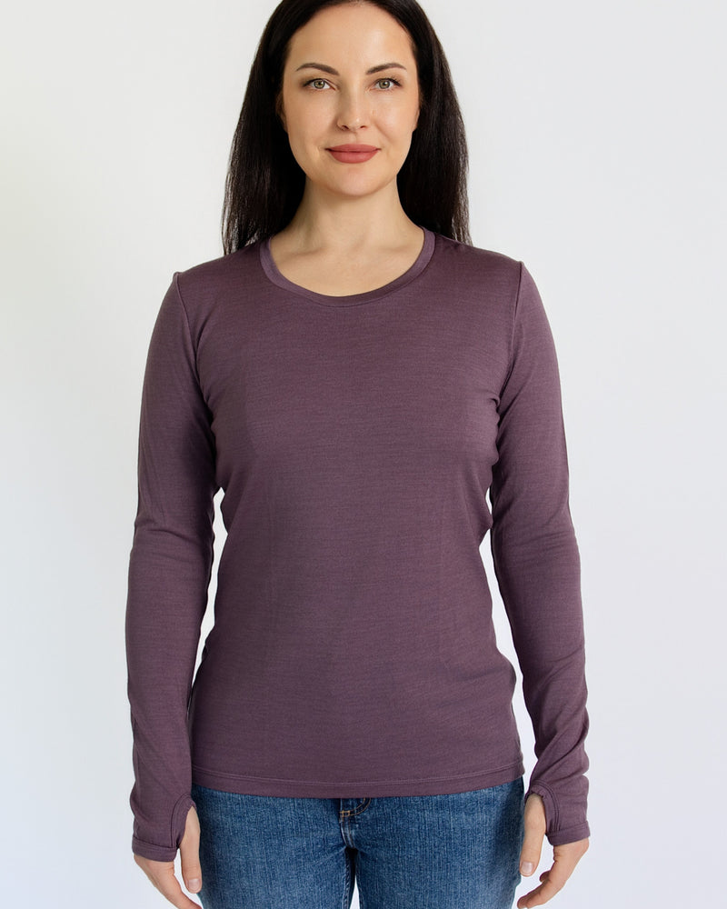 Women's OG Long Sleeve - 100% Merino Wool, Plum